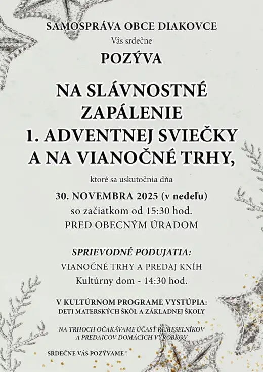 Slávnostné zapálenie 1. adventnej sviečky a vianočné trhy
