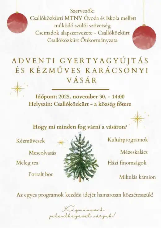 Zapálenie prvej adventnej sviečky a remeselný vianočný jarmok