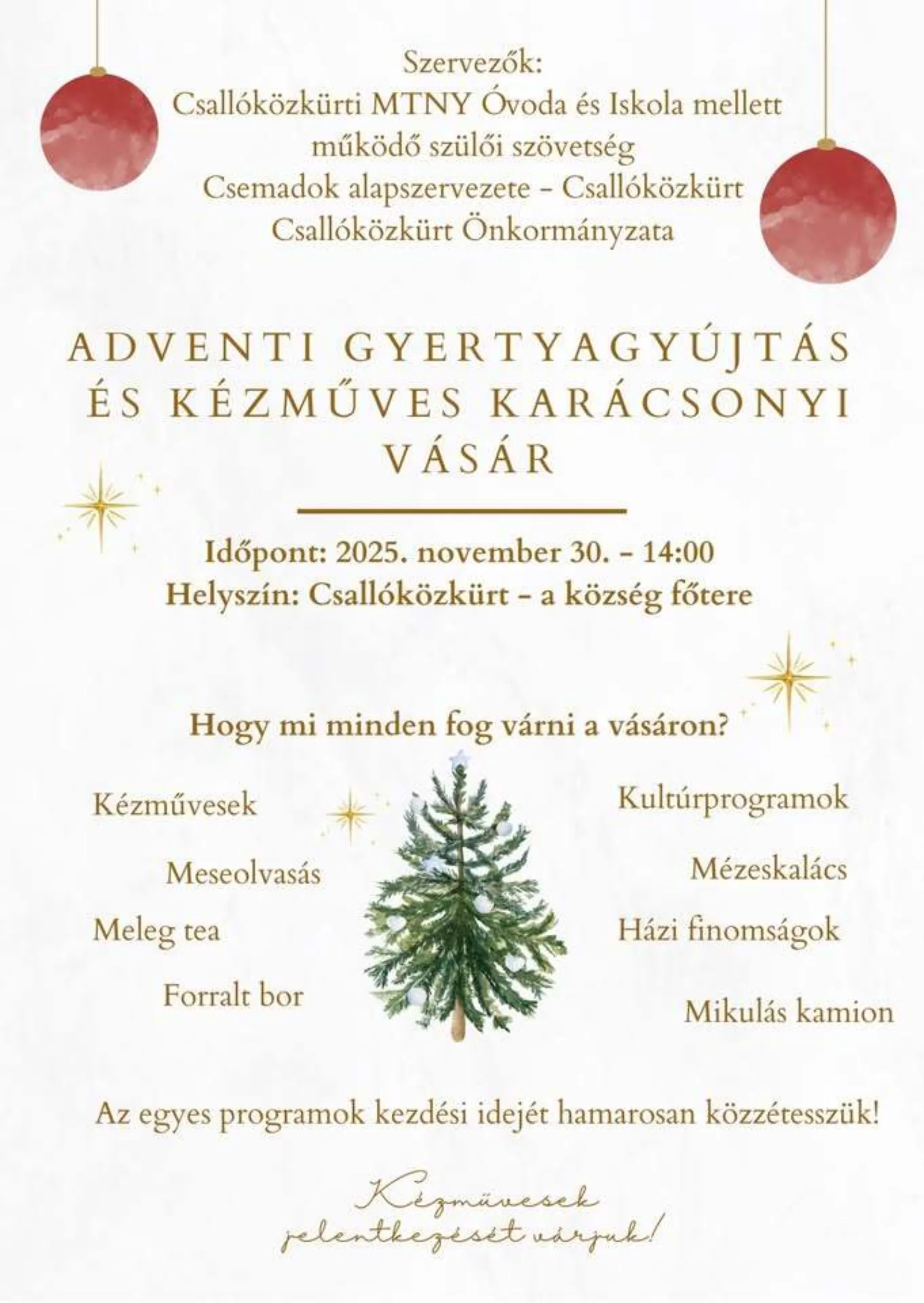 Zapálenie prvej adventnej sviečky a remeselný vianočný jarmok