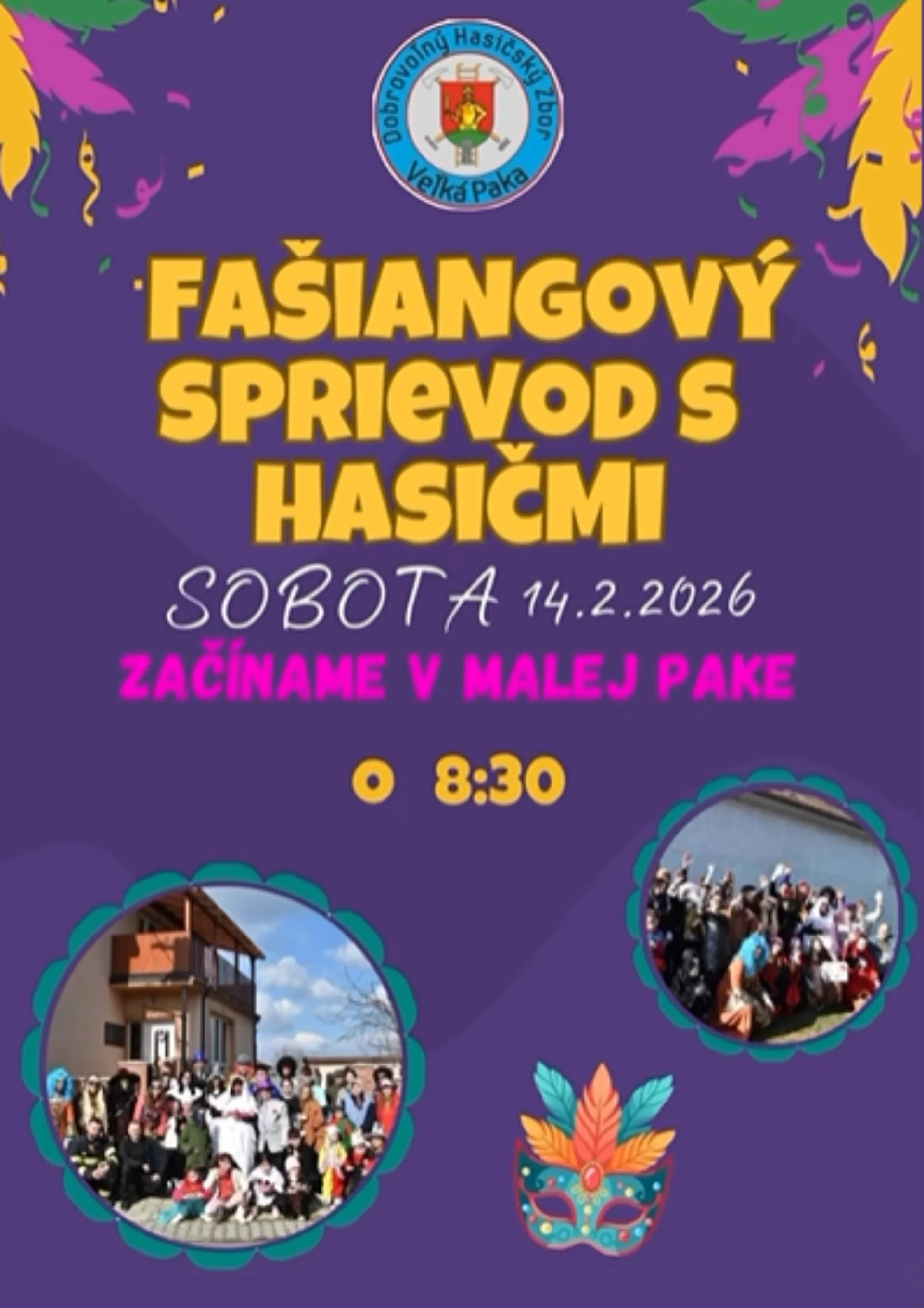 Fašiangový sprievod s hasičmi