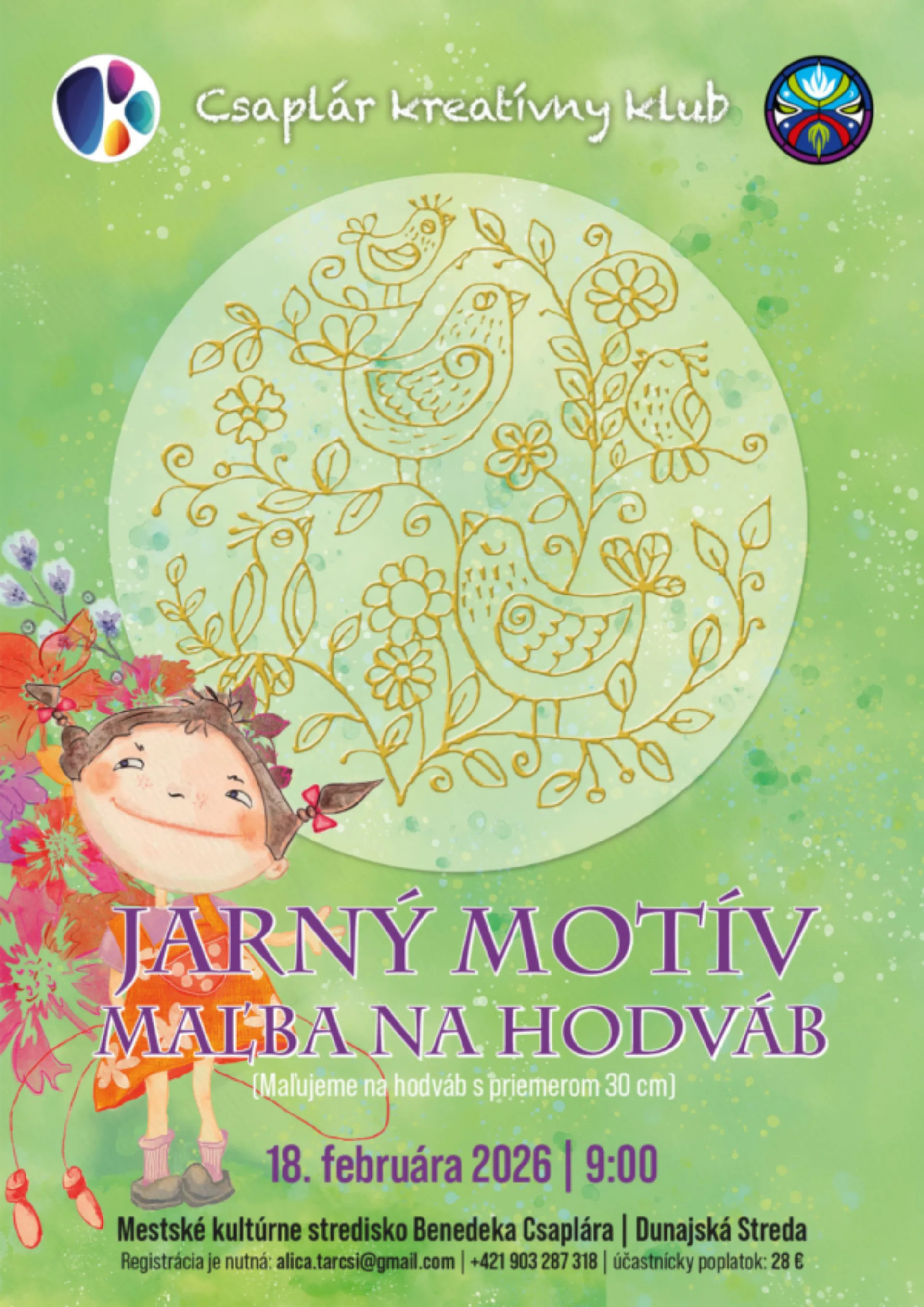 VŠETKY MIESTA OBSADENÉ! Maľba jarných motívov na hodváb | Csaplár kreatívny klub