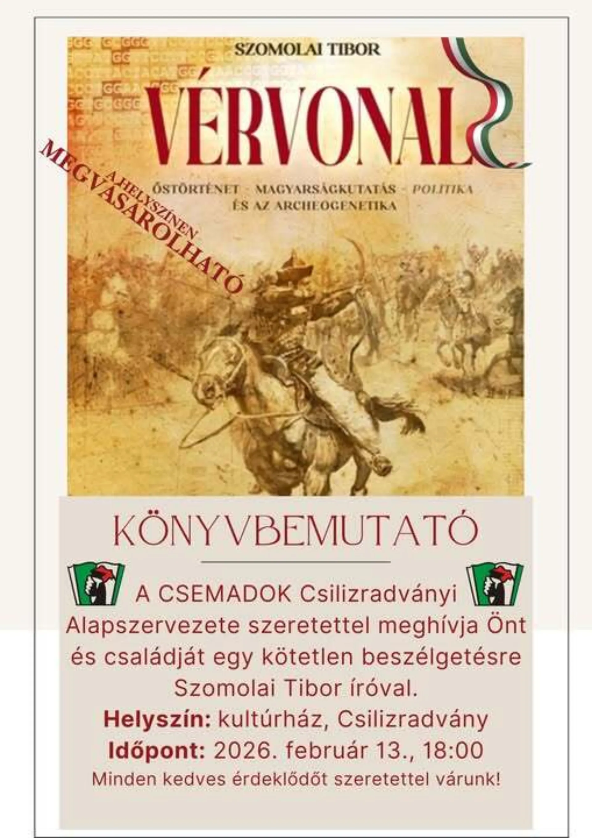 Prezentácia knihy: Szomolai Tibor-Vérvonal