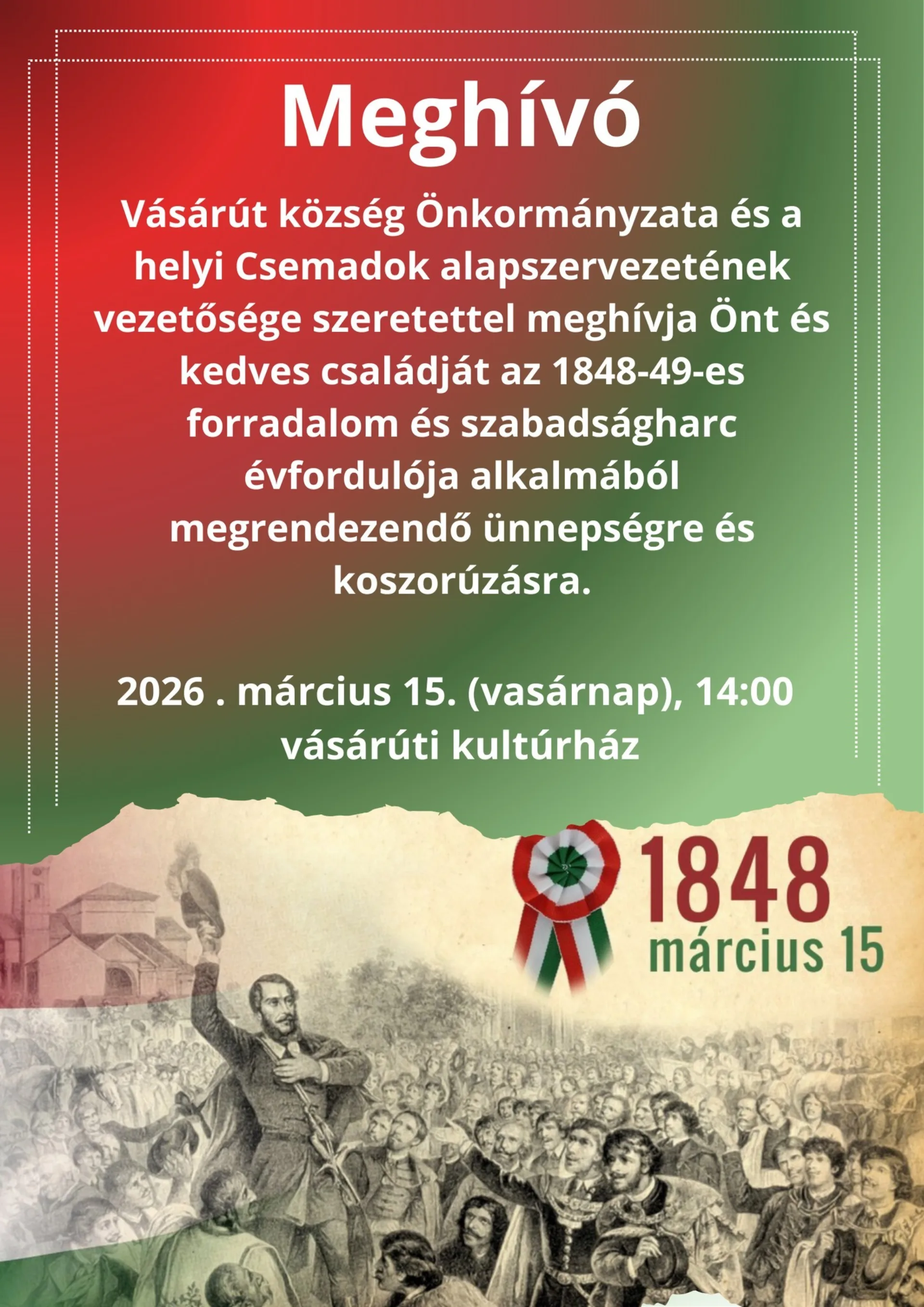 Spomienkové podujatie pri príležitosti maďarského národného sviatku.